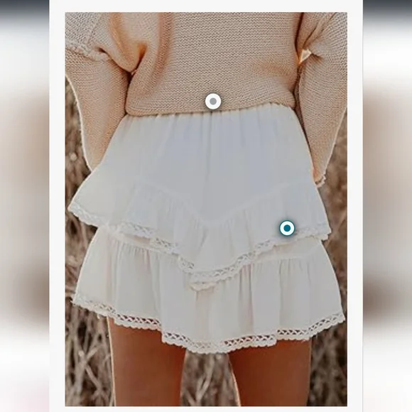 White Tiered Ruffle Mini Skort - Picture 5 of 7